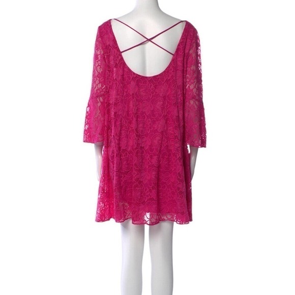 Badgley Mischka Lace Pattern Mini Dress Pink Size Large - Picture 2 of 13